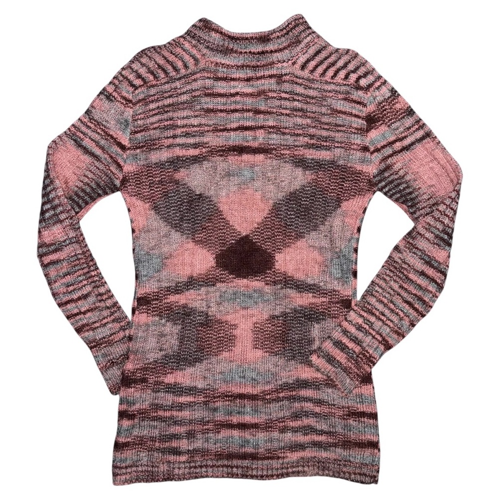 Vintage 70s PICATO Knit Sweater Tunic Women’s M Pink Gray Striped Long Sleeve - Picture 2 of 8